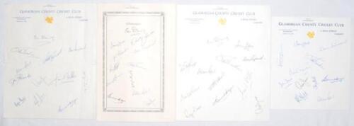 Glamorgan C.C.C. 1964-1967. Four official autograph sheets, three on Club letterhead, one on page with printed title, all signed in ink. Seasons are 1964 (12 signatures), 1965 (12), 1966 (12), and 1967 (11). Signatures include Wheatley, Walker, I.J. Jones