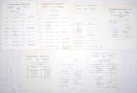 Glamorgan C.C.C. 1973-1980. Seven official autograph sheets on Club letterhead with printed players’ names and signed in ink. One sheet fully signed, others lacking some signatures. Seasons are 1973 (11 signatures), 1974 (15), 1975 (14), 1977 (15), 1978 (