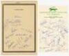 Leicestershire C.C.C. 1952-1956. Three autograph sheets for seasons 1952 (14 signatures), 1954 (12) and 1956 (21). The 1952 and 1954 pages on cards with printed titles, the 1956 on official Club letterhead, all signed in ink. Signatures include Palmer, Le - 2