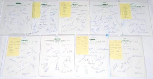 Leicestershire C.C.C. 1980-2008. Thirty two official Leicestershire C.C.C. autograph sheets comprising a near complete run for seasons 1980-2000 and 2002-2008 with the odd duplication. Where players’ names are listed, the majority are fully signed. Signat