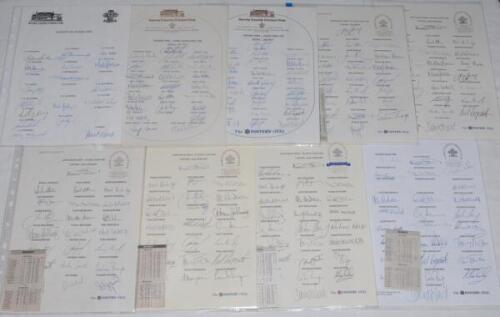 Surrey C.C.C. 1985-2006. Thirty official autograph sheets for seasons 1985, 1988 and 1990-2006 with duplication. Where players’ names are listed, the majority are fully signed. Signatures include Butcher, Needham, Bullen, Feltham, Jesty, Lynch, Clinton, S