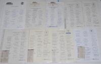 Surrey C.C.C. 1985-2006. Thirty official autograph sheets for seasons 1985, 1988 and 1990-2006 with duplication. Where players’ names are listed, the majority are fully signed. Signatures include Butcher, Needham, Bullen, Feltham, Jesty, Lynch, Clinton, S