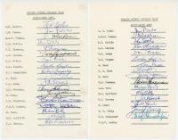 Sussex C.C.C. 1965, 1967, 1968 & 1980. Four official autograph sheets for seasons 1965 (18 signatures), 1967 (16), 1968 (17), and 1980 (22). All signed in ink, the 1965, 1968 and 1980 fully signed by the listed players, the 1967 lacking one. Signatures in