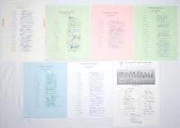 Worcestershire C.C.C. 1972-1987. Seven official autograph sheets for seasons 1972 (23 signatures), 1975 (19), 1976 (13), 1978 (18), 1979 (18), 1980 (19) & 1987 (23). Where players’ names are listed, the majority are fully signed. Signatures include Brain,