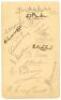 Yorkshire C.C.C. 1930. Album page signed in pencil (three in ink) by thirteen members of the 1930 Yorkshire team. Signatures in ink are A. Barber (Captain), Sutcliffe and Mitchell, others are Oldroyd, Holmes, Macaulay, Bowes, Rhodes, Wood, W. Barber, Robi