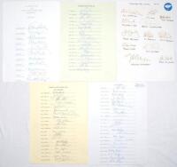 Yorkshire C.C.C. 1965-1985. Eight official autograph sheets, each fully signed by the listed players. Seasons are 1965 (Gillette Cup Final, 11 signatures), 1976 (18), 1980 (20), 1981 (22), 1982 (23), 1983 (18), 1984 (20), and 1985 (19). Also a page with t