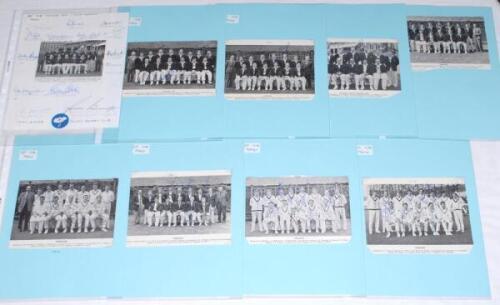 Yorkshire C.C.C. 1959-1970. Nine magazine cuttings of Yorkshire teams, each laid to a page and signed in ink either to the image or to the page. Seasons are 1959 (13 signatures), 1960 (11), 1961 (11), 1962 (11), 1963 (12), 1964 (11), 1966 (10), 1969 (11) 