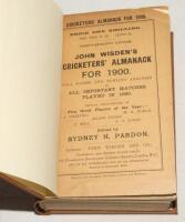 Wisden Cricketers’ Almanack 1900. 37th edition. Original paper wrappers, bound in brown boards, with gilt titles to spine. Minor wear with very slight loss to top right hand corner of front wrapper, minor age toning to wrappers otherwise in good/very good