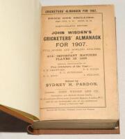 Wisden Cricketers’ Almanack 1907. 44th edition. Original paper wrappers, bound in brown boards, with gilt titles to spine. Some minor wear and light age toning to wrappers otherwise in good/very good condition