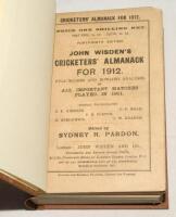 Wisden Cricketers’ Almanack 1912. 49th edition. Original paper wrappers, bound in brown boards, with gilt titles to spine. Some age toning to wrappers otherwise in very good condition