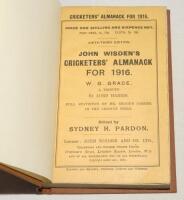 Wisden Cricketers’ Almanack 1916. 53rd edition. Original paper wrappers, bound in brown boards, with gilt titles to spine. Very minor wear and slight age toning to wrappers otherwise in very good condition. Rare war-time edition