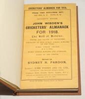 Wisden Cricketers’ Almanack 1918. 55th edition. Original paper wrappers, bound in brown boards, with gilt titles to spine. Very good condition. Rare war-time edition