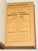 Wisden Cricketers’ Almanack 1919. 56th edition. Original paper wrappers, bound in brown boards, with gilt titles to spine. Some age toning to wrapper extremities otherwise in very good condition. Rare war-time edition