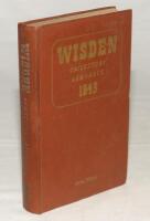 Wisden Cricketers’ Almanack 1943. 80th edition. Original hardback. Only 1400 hardback copies were printed in this war year. Dulled gilt titles on spine paper otherwise in very good condition with gilt titles to front board bright. A rare wartime edition