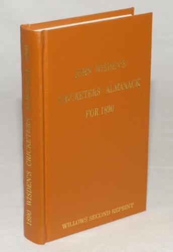 Wisden Cricketers’ Almanack 1890. Willows second softback reprint (2007) in light brown hardback covers with gilt lettering. Limited edition 101/250. Very good condition