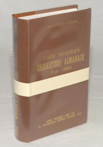 Wisden Cricketers’ Almanack 1896. Willows hardback reprint (1993) in dark brown boards with gilt lettering. Limited edition 316/500. Very good condition