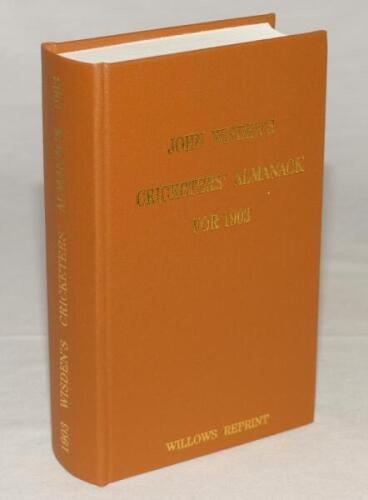 Wisden Cricketers’ Almanack 1903. Willows softback reprint (1997) in light brown hardback covers with gilt lettering. Limited edition 4/500. Very good condition