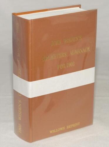 Wisden Cricketers’ Almanack 1903. Willows softback reprint (1997) in light brown hardback covers with gilt lettering. Limited edition 224/500. Very good condition