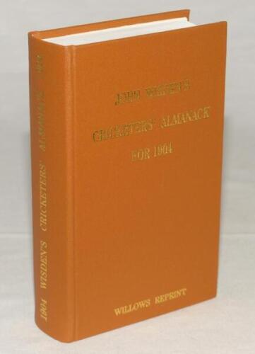 Wisden Cricketers’ Almanack 1904. Willows softback reprint (1998) in light brown hardback covers with gilt lettering. Limited edition 148/500. Very good condition