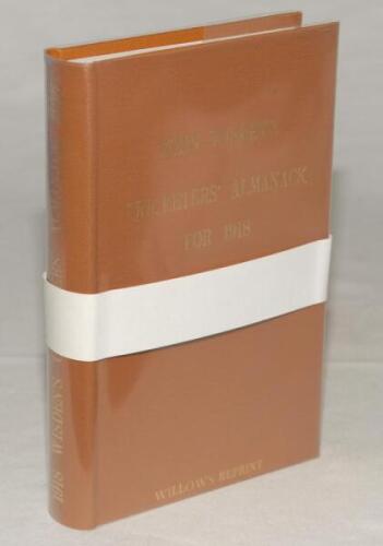 Wisden Cricketers’ Almanack 1918. Willows softback reprint (1997) in light brown hardback covers with gilt lettering. Limited edition 283/500. Very good condition