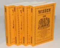 Wisden Cricketers’ Almanack 1942, 1943, 1944 and 1945. Willows reprints in softback covers. The 1942 edition is a limited edition 733/750, the 1943, 730/500, the 1944, 659/750 and the 1945, 708/500. Very good condition