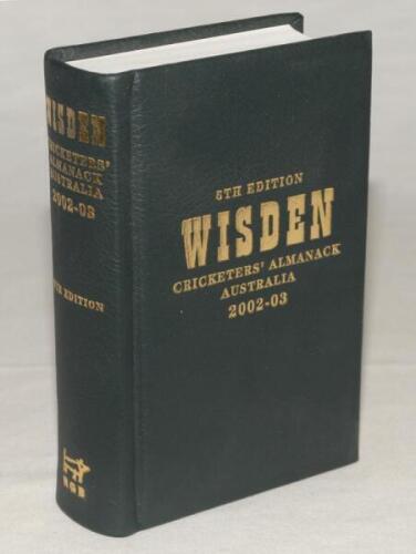 Wisden Cricketers’ Almanack Australia 2002-2003. 5th Edition. Melbourne 2002. Leather bound limited edition no 37 of only 100 copies. Very good condition