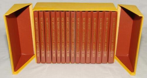 Wisden Cricketers’ Almanack 1864-1878. Fifteen facsimile editions published by John Wisden & Co Ltd, London 1991. Limited edition 475/1000. Brown hard board covers with gilt lettering to covers and spine. In original yellow presentation box, detached cove