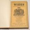 Wisden Cricketers’ Almanack 1945. 82nd edition. Original limp cloth covers,nicely bound in brown boards with gilt titles to spine, colourful mottled page edges. Only 6500 paper copies printed in this war year. Very good condition. Rare war-time edition