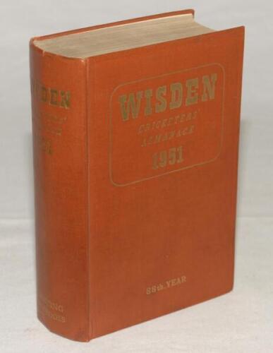 Wisden Cricketers’ Almanack 1951. Original hardback. Light crease to spine otherwise in good/very good condition