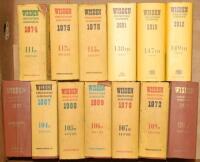 Wisden Cricketers’ Almanack 1963, 1967 to 1970, 1972 to 1975, 1978, 2001, 2010 and 2012. Original hardback editions with dustwrapper (mostly tatty) where required with the exception of the 1973 which is lacking dustwrapper. The 1963 edition with broken re