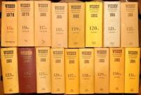 Wisden Cricketers’ Almanack 1978 to 1999. Original hardback editions with dustwrapper with the exception of the 1987 edition which is lacking. Some light fading to the spine of the odd dustwrapper spine, minor wear to odd dustwrapper otherwise in good con