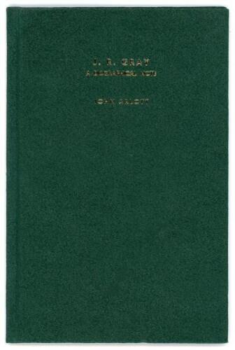 ‘J.R. Gray. A Biographical Note’. John Arlott. Boscombe Printing Co. 1960. Privately printed. 12 pages. Limited edition of fifty copies produced for Gray’s Benefit Fund, of which this is no. 19, signed by the author Arlott. Very good condition. Rare