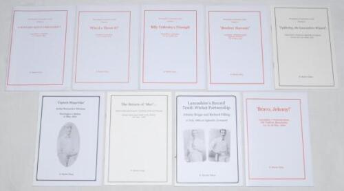 K. Martin Tebay. Red Rose Books 2010-2013. Nine titles including five ‘Monographs on Lancashire Cricket’ issue nos. 3-6 and 9. Each edition limited to twenty five copies, issues 4, 6 and 9 numbered and signed by Tebay, issues 3 and 5 unnumbered and unsign