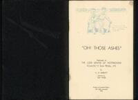 M.C.C. tour of Australia 1932/33 ‘Bodyline’. ‘Oh! Those Ashes’. A.H. Barratt, cartoons by Tom Fisher. Nottingham 1933. Private and Limited edition. Dedicated to ‘The Lord Mayor of Nottingham (Councillor H. Seely Whitby, J.P.). Rare post ‘Bodyline’ tour bo