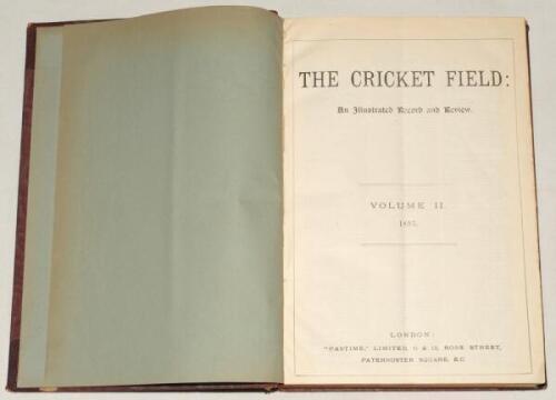 ‘The Cricket Field: An Illustrated Record & Review’. Volume II 1893. Bound volume of issues nos. 29, 6th May 1893, to 52, 30th December 1893, lacking issue nos. 33, 34, 39, 40 and 42. Bound in red quarter leather boards with title page and index to front,