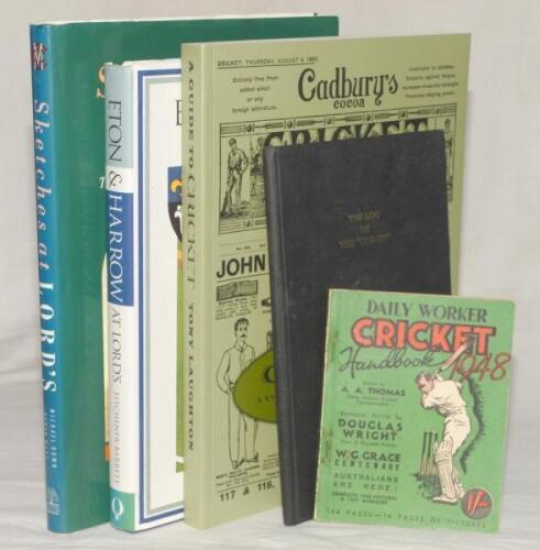 Cricket book selection. ‘The Log of the “Old Un” From Liverpool to San Francisco 1886’. Facsimile reprint published by John McKenzie, 1994. ‘Daily Worker Cricket Handbook 1948’, A.A. Thomas, signed by Leslie Compton. ‘Sketches at Lord’s’. Michael Down and