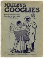 Arthur Mailey. ‘Mailey’s Googlies. County and Test Cricket Sketches by the Great Australian Bowler’. Graphic Publications. London 1921. Original pictorial covers. Some ageing and wear to covers, rusting to staples, otherwise in good condition