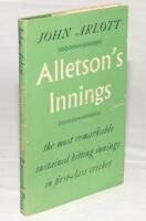 ‘Alletson’s Innings’. John Arlott. Second edition London 1958. Original green cloth with very good dustwrapper. Signed to title page by Arlott. Sold with a single page typed letter on ‘The Guardian’ letterhead, dated 18th August 1986, from Arlott to ‘Dear