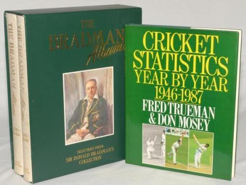 ‘The Bradman Albums’. Queen Anne Press, London 1987. First edition, Volumes I & II. Cloth covers, gilt titles to fronts and spines in slip case. Formerly owned by F.S. Trueman, with letter of authenticity from Trueman’s wife. Minor soiling to spine otherw