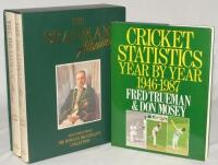 ‘The Bradman Albums’. Queen Anne Press, London 1987. First edition, Volumes I & II. Cloth covers, gilt titles to fronts and spines in slip case. Formerly owned by F.S. Trueman, with letter of authenticity from Trueman’s wife. Minor soiling to spine otherw