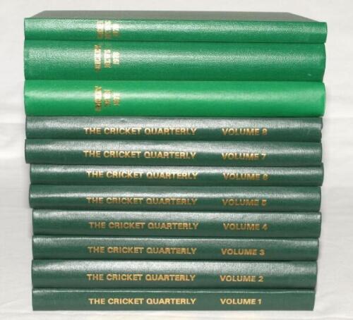 Gordon Ross. &lsquo;The Cricket Quarterly. A Journal devoted to the Noble Game of Cricket&rsquo; 1963-1970. Volumes I-VIII. Edited by Rowland Bowen. Eastbourne, Sussex. Complete. Gordon Ross&rsquo; personal copies. All eight volumes uniformly bound in green cloth with orig