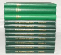 Gordon Ross. ‘The Cricket Quarterly. A Journal devoted to the Noble Game of Cricket’ 1963-1970. Volumes I-VIII. Edited by Rowland Bowen. Eastbourne, Sussex. Complete. Gordon Ross’ personal copies. All eight volumes uniformly bound in green cloth with orig