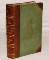 ‘Great Batsmen. Their Methods at a Glance’. G.W. Beldam and C.B. Fry. London 1905. First edition beautifully rebound in half leather and green cloth, raised bands and gilt title to spine, the green cloth with inlaid original gilt decoration of a batsman t