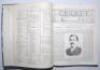 ‘Cricket: A Weekly Record of the Game’. 1885. Volume IV numbers 80-109, 31st January- 24th December 1885. Bound in blue cloth, gilt title to spine, red speckled page edges. Title and contents pages to front. Lacking original wrappers. Complete with one st - 2