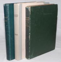 ‘Cricket: A Weekly Record of the Game’. 1896, 1897 and 1898. Volumes XV, XVI and XVII. Vol. XV numbers 410-439, 31st January- 26th December 1896. Bound in green cloth, gilt title to spine. Lacking original wrappers. Title and contents pages to front. Two 