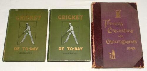 ‘Cricket of To-day and Yesterday’, Volumes I & II, Percy Cross Standing, London 1902. Original decorative green cloth covers with gilt titles and batsman illustrations to covers and spines. Splitting to spine of Vol. I, some breaking to internal hinges an