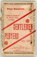 Gentlemen v Players. Two titles. ‘Gentlemen v Players’, Percy Cross Standing, Wright & Co, London 1892. Original decorative card wrappers. Breaking to page block, wear and loss to spine, front wrapper partially detached. Internally good. Padwick 3063. ‘Ge