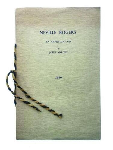 ‘Neville Rogers. An Appreciation’. John Arlott. Boscombe Printing Company 1956. Privately printed. 6 pages. Gold and black cord tie to spine. Limited edition of only twelve copies produced for the Hampshire C.C.C. Centenary Fund, of which this is a proof 