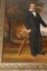 ‘Boy Cricketer’. Charming study in oil of a young cricketer, wearing suit, white shirt and bow tie holding a bat in his left hand with his hand on the wicket to side, rather extra tall and narrow stumps and bails. - 5