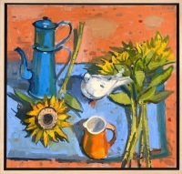 Vintage Coffee Pot and Sunflower by Glen Scouller RSW RGI